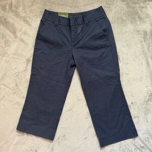 NWT EDDIE BAUER Mercer Fit 100% Cotton Blue Cropped Wide Leg Pants Size 6P